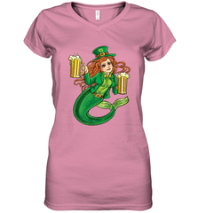 St Patricks Day Shirt Women Leprechaun Mermaid Girls Redhead Women's V-Neck T-Shirt Women's V-Neck T-Shirt - trendytshirts1