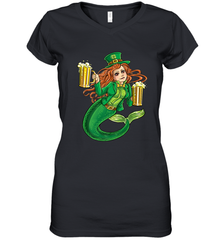 St Patricks Day Shirt Women Leprechaun Mermaid Girls Redhead Women's V-Neck T-Shirt Women's V-Neck T-Shirt - trendytshirts1