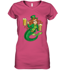St Patricks Day Shirt Women Leprechaun Mermaid Girls Redhead Women's V-Neck T-Shirt Women's V-Neck T-Shirt - trendytshirts1