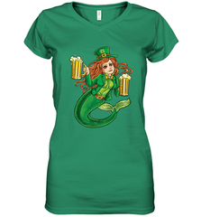 St Patricks Day Shirt Women Leprechaun Mermaid Girls Redhead Women's V-Neck T-Shirt Women's V-Neck T-Shirt - trendytshirts1
