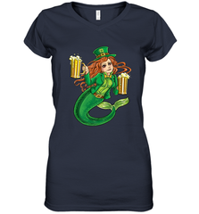 St Patricks Day Shirt Women Leprechaun Mermaid Girls Redhead Women's V-Neck T-Shirt Women's V-Neck T-Shirt - trendytshirts1