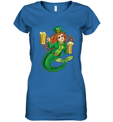 St Patricks Day Shirt Women Leprechaun Mermaid Girls Redhead Women's V-Neck T-Shirt Women's V-Neck T-Shirt - trendytshirts1
