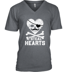 I Steal Hearts Valentine's Day Pirate Skull Art Graphics Men's V-Neck Men's V-Neck - trendytshirts1