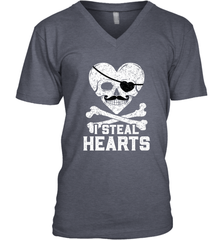 I Steal Hearts Valentine's Day Pirate Skull Art Graphics Men's V-Neck Men's V-Neck - trendytshirts1