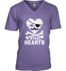 I Steal Hearts Valentine's Day Pirate Skull Art Graphics Men's V-Neck Men's V-Neck - trendytshirts1