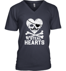 I Steal Hearts Valentine's Day Pirate Skull Art Graphics Men's V-Neck Men's V-Neck - trendytshirts1