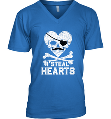 I Steal Hearts Valentine's Day Pirate Skull Art Graphics Men's V-Neck Men's V-Neck - trendytshirts1