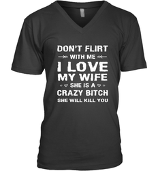 Don't Flirt With Me I Love Wife Valentine's Day Husband Gift Men's V-Neck