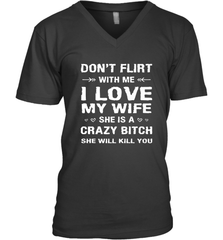 Don't Flirt With Me I Love Wife Valentine's Day Husband Gift Men's V-Neck Men's V-Neck - trendytshirts1