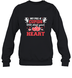 Teacher Valentine's Day Pre K Cupids Art Graphics Heart Love Crewneck Sweatshirt