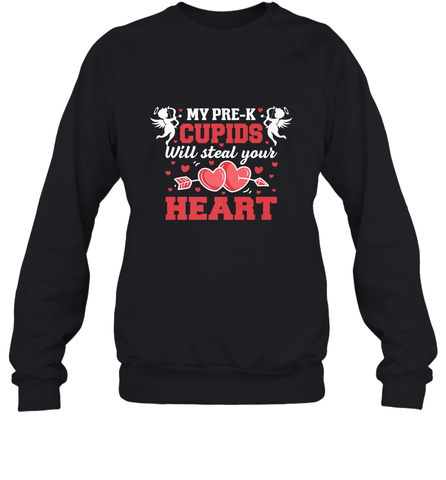Teacher Valentine's Day Pre K Cupids Art Graphics Heart Love Crewneck Sweatshirt Crewneck Sweatshirt / Black / S Crewneck Sweatshirt - trendytshirts1