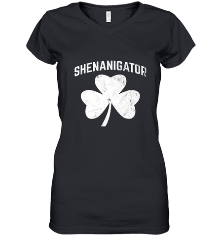 Shenanigator Funny St Patrick's Shamrock Women's V-Neck T-Shirt Women's V-Neck T-Shirt / Black / S Women's V-Neck T-Shirt - trendytshirts1