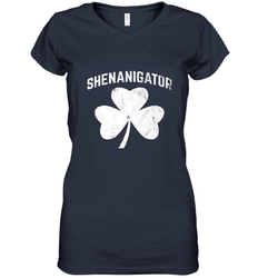 Shenanigator Funny St Patrick's Shamrock Women's V-Neck T-Shirt