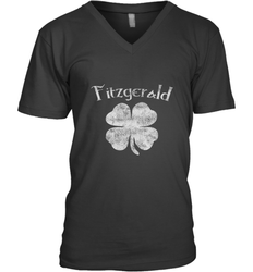 Vintage Fitzgerald Irish Shamrock St Patty's Day Men's V-Neck