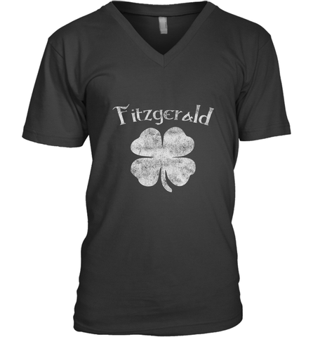 Vintage Fitzgerald Irish Shamrock St Patty's Day Men's V-Neck Men's V-Neck / Black / S Men's V-Neck - trendytshirts1