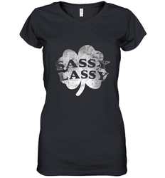 Sassy Lassy T Shirt Funny St. Patrick's Day Clover Women's V-Neck T-Shirt