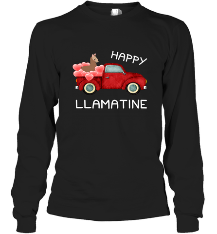 Happy Llamatine funny Valentine Day Llama costume Long Sleeve T-Shirt Long Sleeve T-Shirt / Black / S Long Sleeve T-Shirt - trendytshirts1