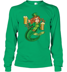 St Patricks Day Shirt Women Leprechaun Mermaid Girls Redhead Long Sleeve T-Shirt Long Sleeve T-Shirt - trendytshirts1