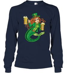 St Patricks Day Shirt Women Leprechaun Mermaid Girls Redhead Long Sleeve T-Shirt Long Sleeve T-Shirt - trendytshirts1