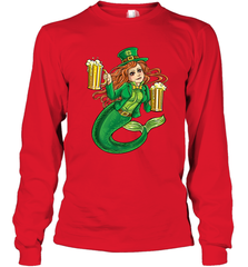 St Patricks Day Shirt Women Leprechaun Mermaid Girls Redhead Long Sleeve T-Shirt Long Sleeve T-Shirt - trendytshirts1
