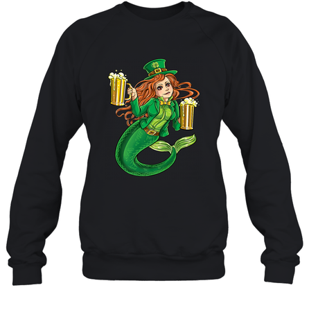 St Patricks Day Shirt Women Leprechaun Mermaid Girls Redhead Crewneck Sweatshirt Crewneck Sweatshirt / Black / S Crewneck Sweatshirt - trendytshirts1