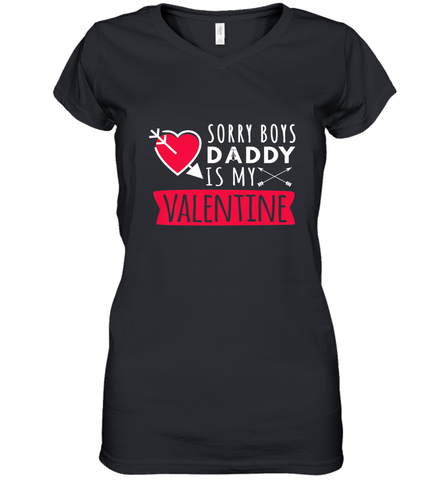 Kids Funny Valentine's Day Present For Your Little Girl, Daughter Women's V-Neck T-Shirt Women's V-Neck T-Shirt / Black / S Women's V-Neck T-Shirt - trendytshirts1