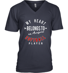 My Heart Belongs To An Awesome Softball Valentines Day Gift Men's V-Neck