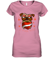 I Pug You Cute Valentines Day Love Heart Pug Dog Valentine Women's V-Neck T-Shirt Women's V-Neck T-Shirt - trendytshirts1