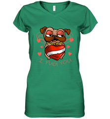 I Pug You Cute Valentines Day Love Heart Pug Dog Valentine Women's V-Neck T-Shirt Women's V-Neck T-Shirt - trendytshirts1