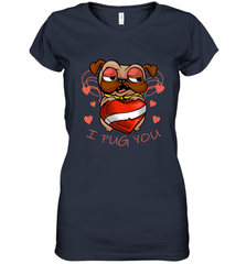 I Pug You Cute Valentines Day Love Heart Pug Dog Valentine Women's V-Neck T-Shirt Women's V-Neck T-Shirt - trendytshirts1