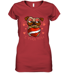 I Pug You Cute Valentines Day Love Heart Pug Dog Valentine Women's V-Neck T-Shirt Women's V-Neck T-Shirt - trendytshirts1