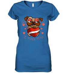 I Pug You Cute Valentines Day Love Heart Pug Dog Valentine Women's V-Neck T-Shirt Women's V-Neck T-Shirt - trendytshirts1