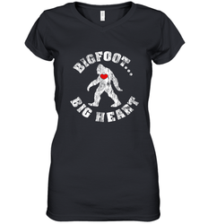 Bigfoot Heart Valentine's Day Lover Art Graphics Great Gift Women's V-Neck T-Shirt
