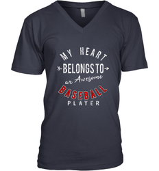 My Heart Belongs To A Baseball Player Valentines Day Men's V-Neck