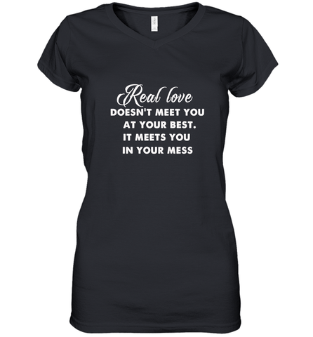 Real love funny quotes for valentine Women's V-Neck T-Shirt Women's V-Neck T-Shirt / Black / S Women's V-Neck T-Shirt - trendytshirts1