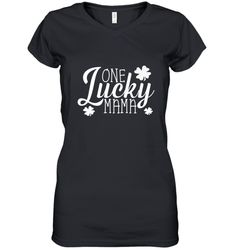 One Lucky Mama Shamrock Gift For Saint Patrick's Day Women's V-Neck T-Shirt