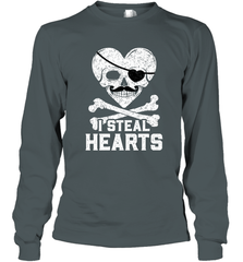 I Steal Hearts Valentine's Day Pirate Skull Art Graphics Long Sleeve T-Shirt Long Sleeve T-Shirt - trendytshirts1