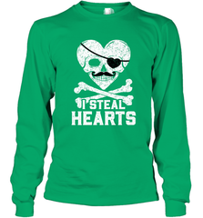 I Steal Hearts Valentine's Day Pirate Skull Art Graphics Long Sleeve T-Shirt Long Sleeve T-Shirt - trendytshirts1