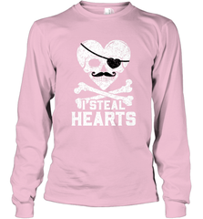 I Steal Hearts Valentine's Day Pirate Skull Art Graphics Long Sleeve T-Shirt Long Sleeve T-Shirt - trendytshirts1