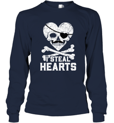 I Steal Hearts Valentine's Day Pirate Skull Art Graphics Long Sleeve T-Shirt Long Sleeve T-Shirt - trendytshirts1