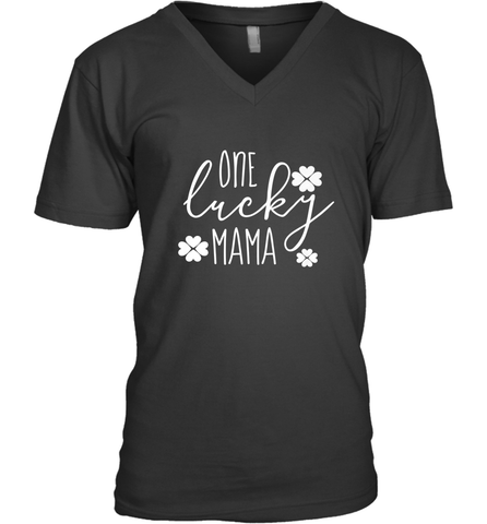 St Patricks Day Shirt One Lucky Mama Clover Shamrock Green Men's V-Neck Men's V-Neck / Black / S Men's V-Neck - trendytshirts1