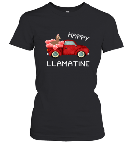 Happy Llamatine funny Valentine Day Llama costume Women's T-Shirt Women's T-Shirt / Black / S Women's T-Shirt - trendytshirts1