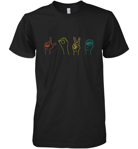 Love ASL Sign language Alphabet Valentines Day Gift idea Men's Premium T-Shirt Men's Premium T-Shirt / Black / XS Men's Premium T-Shirt - trendytshirts1