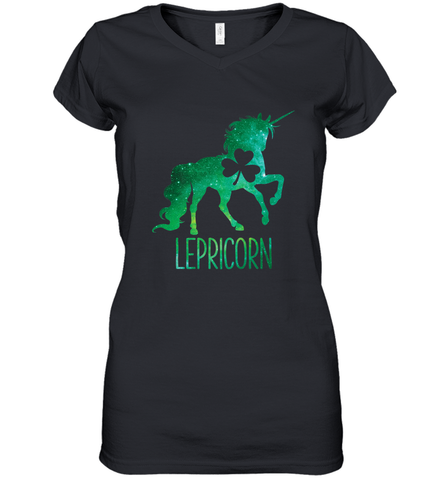 Lepricorn Leprechaun Unicorn shirt St Patricks Day Women's V-Neck T-Shirt Women's V-Neck T-Shirt / Black / S Women's V-Neck T-Shirt - trendytshirts1