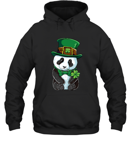 St Patricks Day Leprechaun Panda Cute Irish Tee Gift Hooded Sweatshirt Hooded Sweatshirt / Black / S Hooded Sweatshirt - trendytshirts1