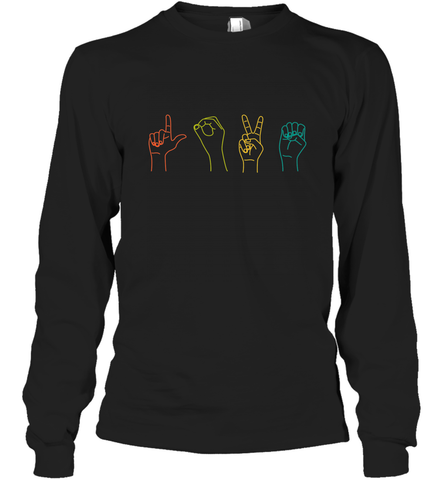 Love ASL Sign language Alphabet Valentines Day Gift idea Long Sleeve T-Shirt Long Sleeve T-Shirt / Black / S Long Sleeve T-Shirt - trendytshirts1