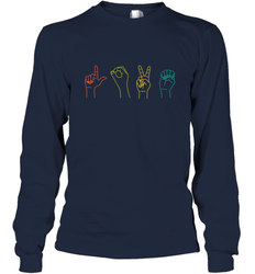 Love ASL Sign language Alphabet Valentines Day Gift idea Long Sleeve T-Shirt