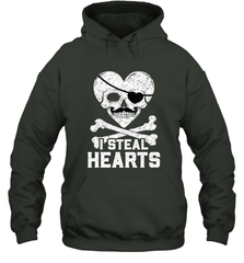 I Steal Hearts Valentine's Day Pirate Skull Art Graphics Hooded Sweatshirt Hooded Sweatshirt - trendytshirts1