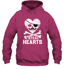 I Steal Hearts Valentine's Day Pirate Skull Art Graphics Hooded Sweatshirt Hooded Sweatshirt - trendytshirts1