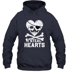 I Steal Hearts Valentine's Day Pirate Skull Art Graphics Hooded Sweatshirt